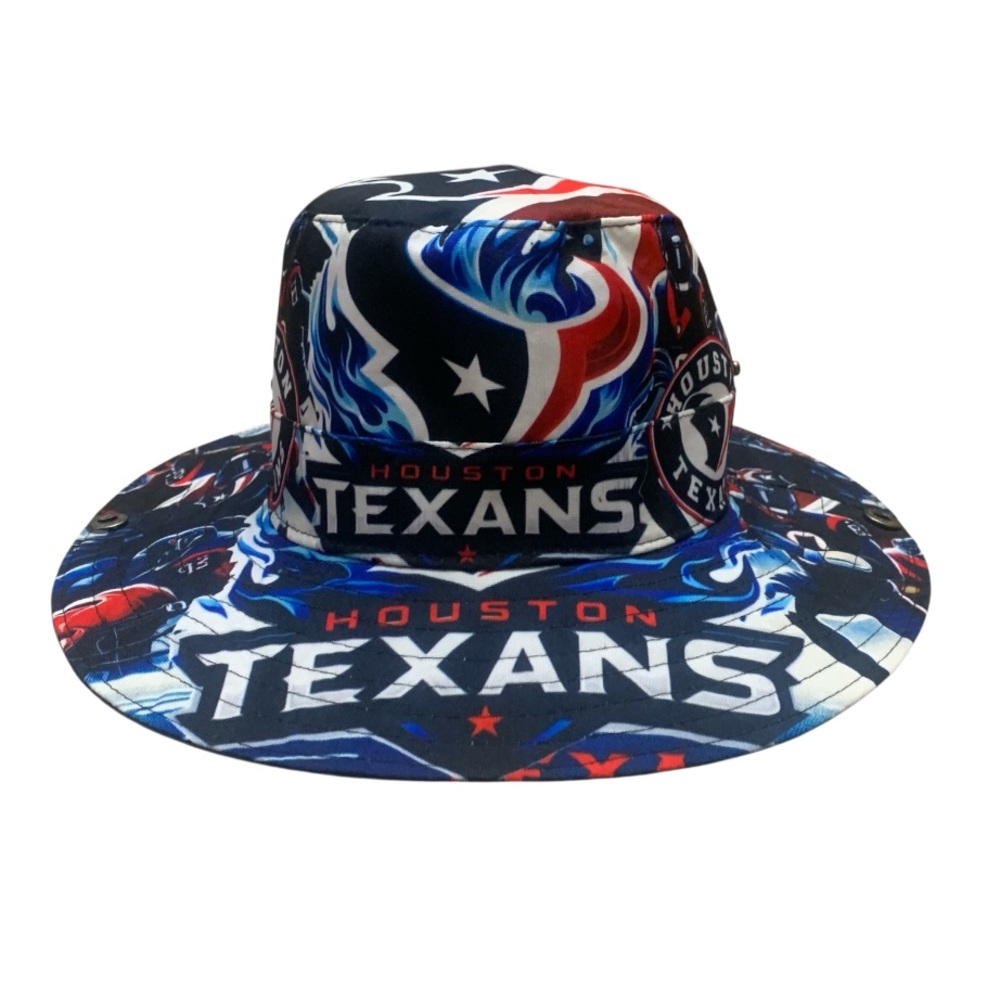 NFL Houston Texans Bucket Hat with adjustable chin strap and neck shade - NWOT